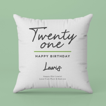 Classy 21st Birthday Personalised Cushion