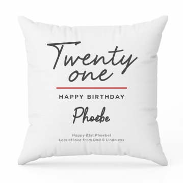 Classy 21st Birthday Personalised Cushion