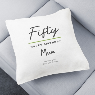 Classy 50th Birthday Personalised Cushion