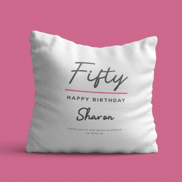 Classy 50th Birthday Personalised Cushion