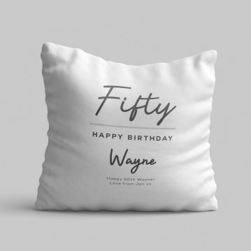 Classy 50th Birthday Personalised Cushion