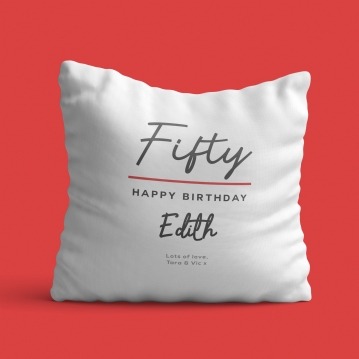 Classy 50th Birthday Personalised Cushion