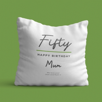 Classy 50th Birthday Personalised Cushion