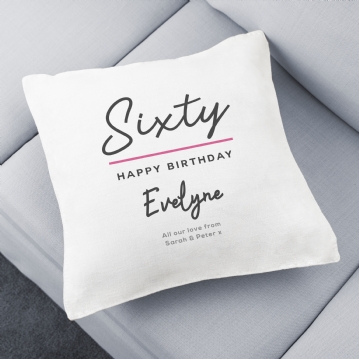 Classy Personalised 60th Birthday Cushion