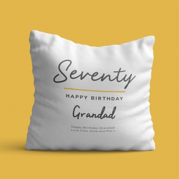 Personalised Classy 70th Birthday Cushion