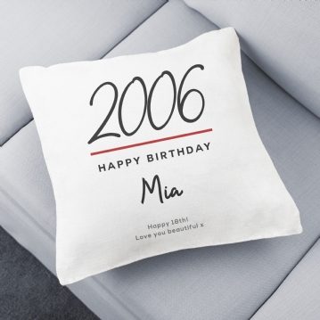 Classy 18th Birthday Year Personalised Cushion
