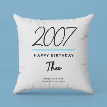 Classy 18th Birthday Year Personalised Cushion