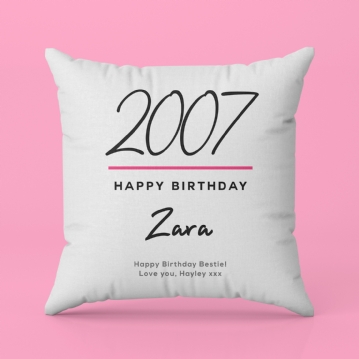 Classy 18th Birthday Year Personalised Cushion