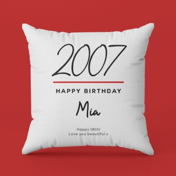 Classy 18th Birthday Year Personalised Cushion