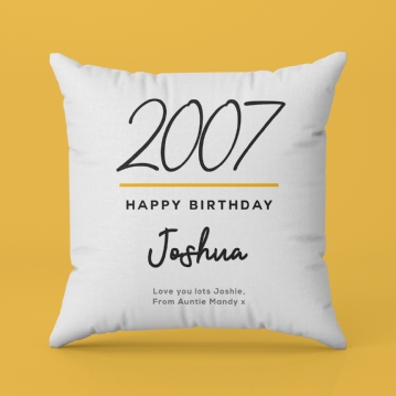 Classy 18th Birthday Year Personalised Cushion