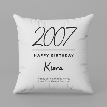 Classy 18th Birthday Year Personalised Cushion