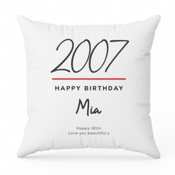Classy 18th Birthday Year Personalised Cushion