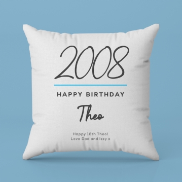 Classy 18th Birthday Year Personalised Cushion