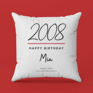 Classy 18th Birthday Year Personalised Cushion