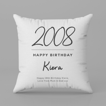 Classy 18th Birthday Year Personalised Cushion