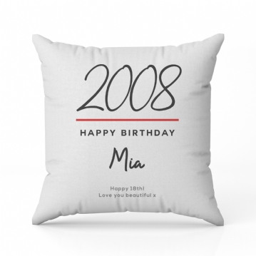 Classy 18th Birthday Year Personalised Cushion