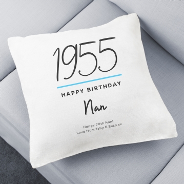Classy 70th Birthday Year Personalised Cushion