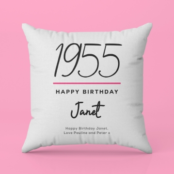 Classy 70th Birthday Year Personalised Cushion