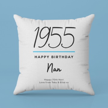Classy 70th Birthday Year Personalised Cushion