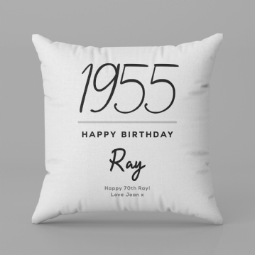 Classy 70th Birthday Year Personalised Cushion