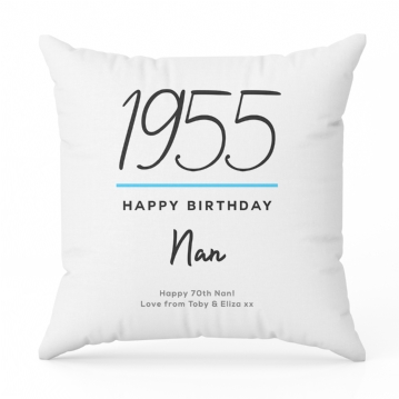 Classy 70th Birthday Year Personalised Cushion