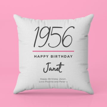Classy 70th Birthday Year Personalised Cushion