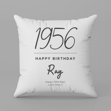 Classy 70th Birthday Year Personalised Cushion