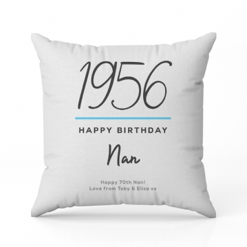 Classy 70th Birthday Year Personalised Cushion