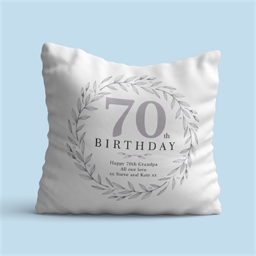 Personalised 70th Birthday Cushion