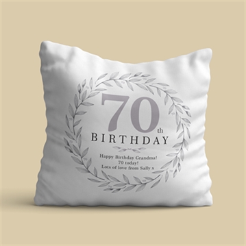 Personalised 70th Birthday Cushion