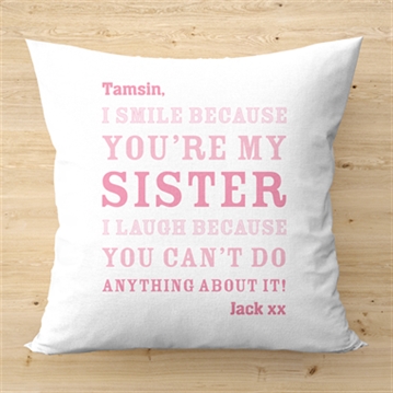 Personalised Sister Smile Cushion