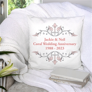Personalised Coral Anniversary Cushion