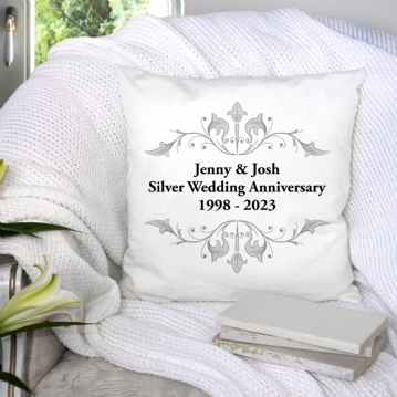 Personalised Silver Anniversary Cushion