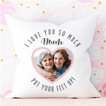 Personalised Best Mum Ever Heart Photo Cushion