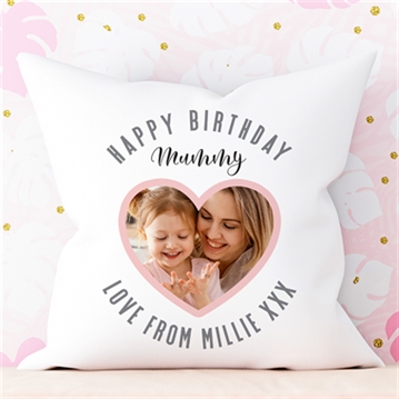 Personalised Best Mum Ever Heart Photo Cushion