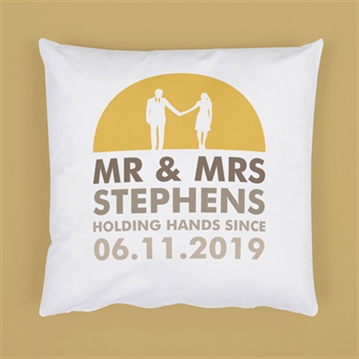 Personalised Mr and Mrs Holding Hands Cushion