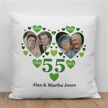 Personalised Then & Now Emerald Anniv Cushion