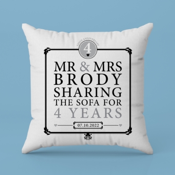 Personalised 4th Anniversary Sharing The Sofa Cushion