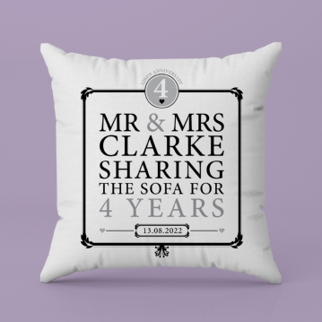 Personalised 4th Anniversary Sharing The Sofa Cushion