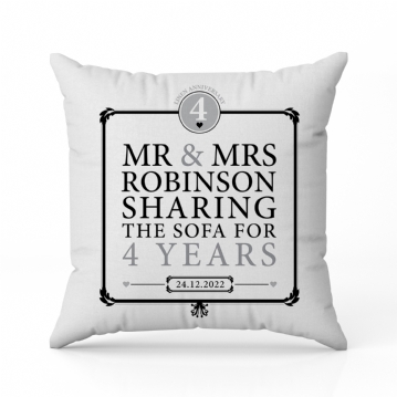 Personalised 4th Anniversary Sharing The Sofa Cushion