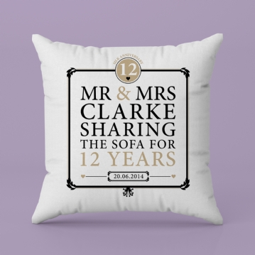 Personalised 12th Anniversary Sharing The Sofa Cushion