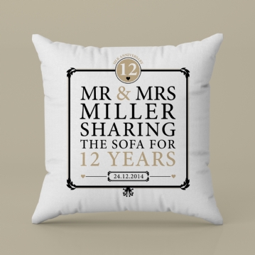 Personalised 12th Anniversary Sharing The Sofa Cushion