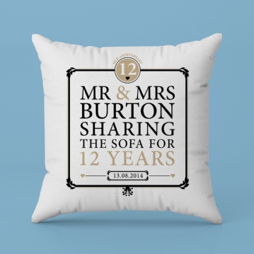 Personalised 12th Anniversary Sharing The Sofa Cushion