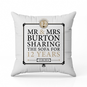 Personalised 12th Anniversary Sharing The Sofa Cushion