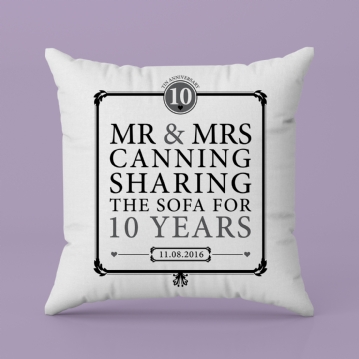 Personalised 10th Anniversary Sharing The Sofa Cushion