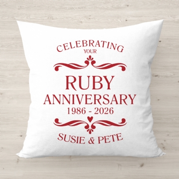 Personalised Ruby Anniversary Cushion - Cream