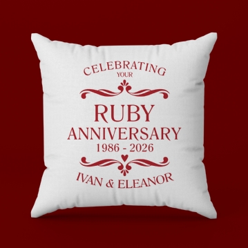 Personalised Ruby Anniversary Cushion - Cream