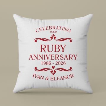 Personalised Ruby Anniversary Cushion - Cream