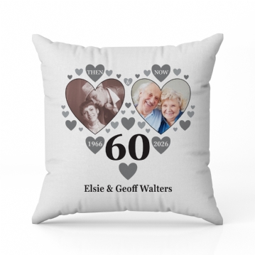 Personalised Then and Now Diamond Anniversary Photo Cushion