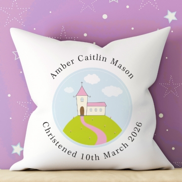 Personalised Girls Christening Cushion